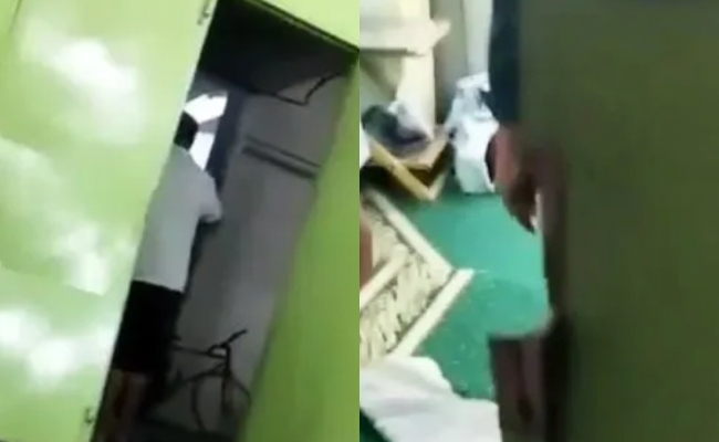[VIDEO] Lelaki Rosakkan Pintu Surau Gara-Gara Mengamuk Pembesar Suara Dipasang Kuat
