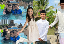 Farid Kamil Mandi Taman Tema Air Bersama Anak Anak, Kelihatan Bahagia & Ceria
