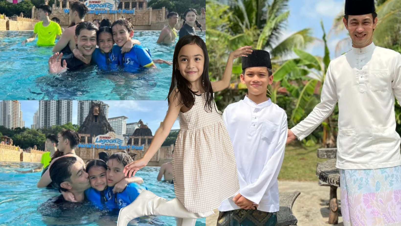 Farid Kamil Mandi Taman Tema Air Bersama Anak Anak, Kelihatan Bahagia & Ceria