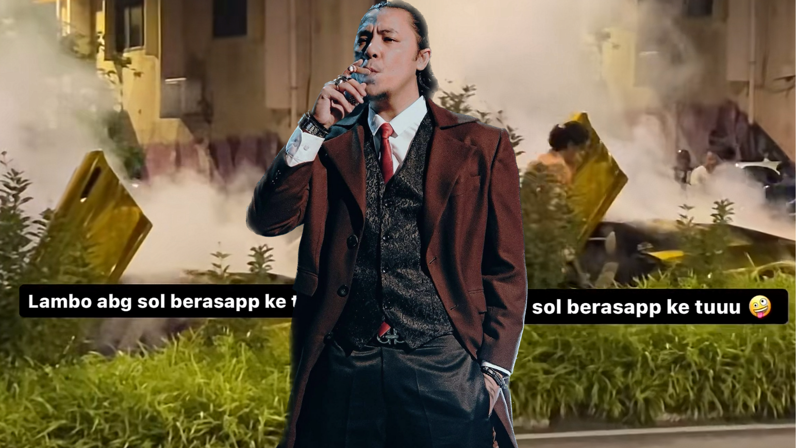 [VIDEO] Lamborghini Berasap Tengah Jalan, Syamsul Yusof Tenang Hisap Rokok