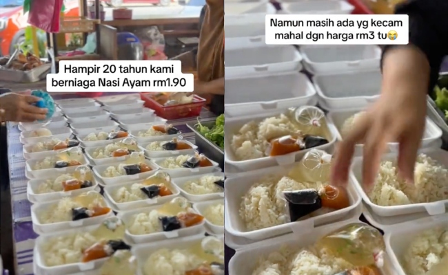 20 Tahun Meniaga Nasi Ayam RM1.90, Peniaga Teruk Dikecam Sebab Naik Harga Jadi RM3