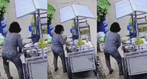 Tular Rakaman Peniaga Wanita Calit Makanan Pada Alat Sulit