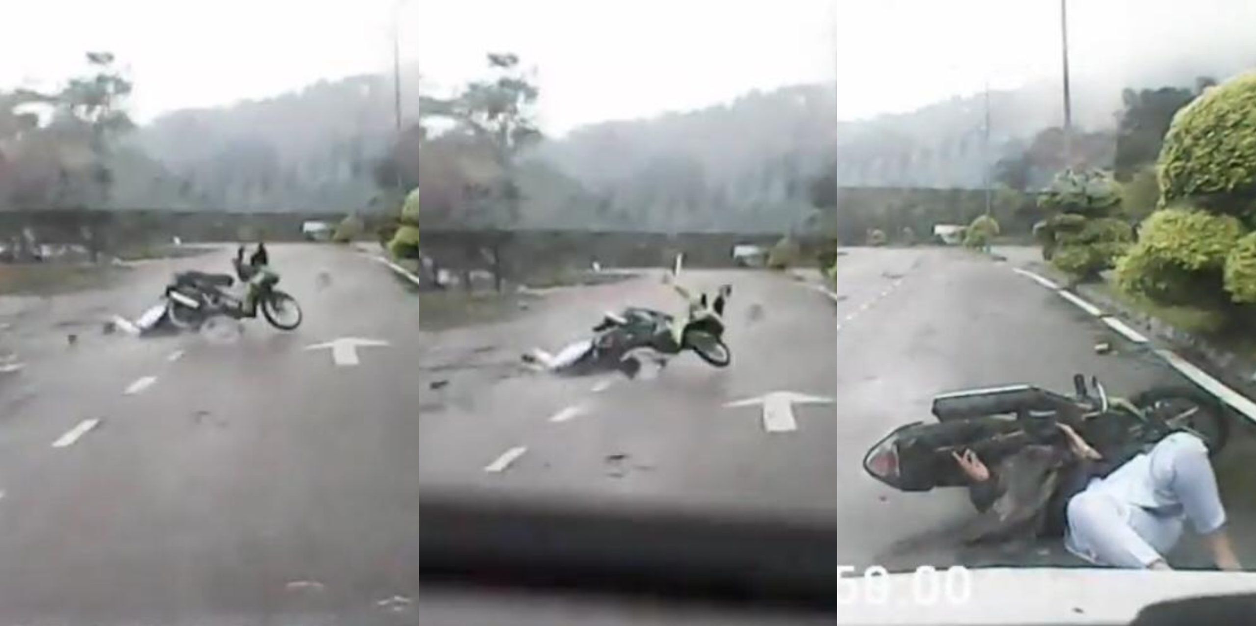 [VIDEO] Bahaya Pakai Jaket Terbalik, Sekelip Mata Motor Terbalik Bila Jaket Tersangkut Pada Rim