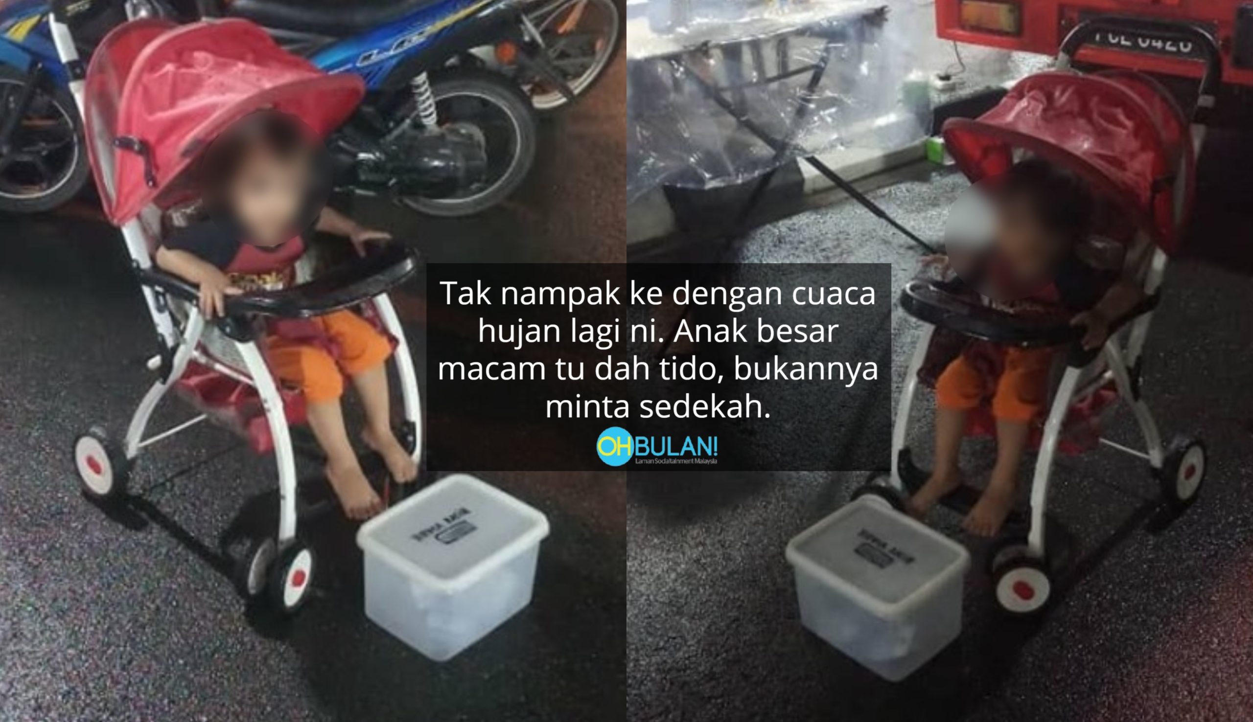 Tinggal Anak Dalam Stroller Masa Hari Hujan & Dijadikan Peminta Sedekah Sebab Nak Bayar Hutang Ah Long