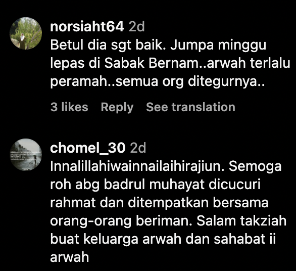 Netizen Kongsi Kebaikan Arwah Badrul Muhayat
