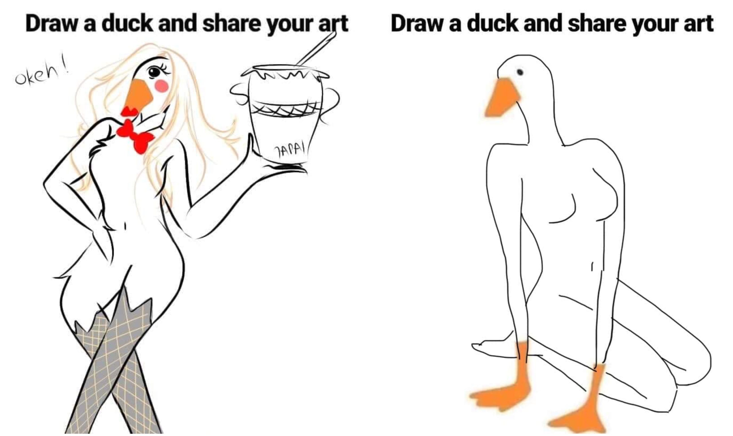 [FOTO] Netizen Kongsi Kreativiti Lukis Itik Berdasarkan Gambar Yang Diberi, Serius Lawak!