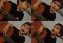 [VIDEO] Gelagat Comel Anak Farid Kamil Main Gitar. Bakal Penyanyi?