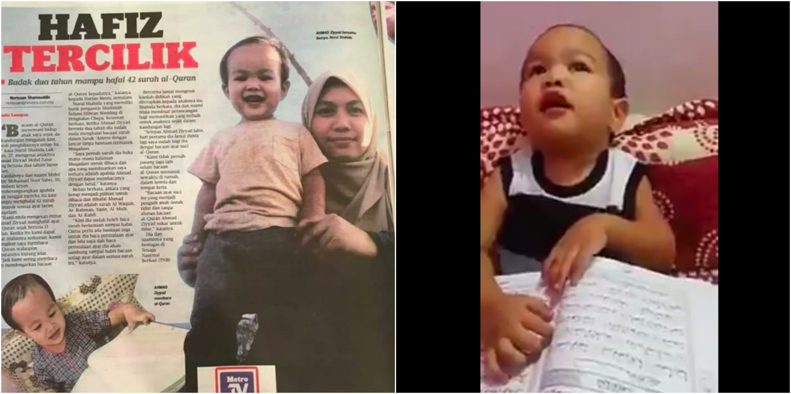 [VIDEO] Viral Budak 2 Tahun Mampu Hafal 42 Surah Al-Quran, Lihat Bacaan Surah Waqiah Darinya.. Comel!