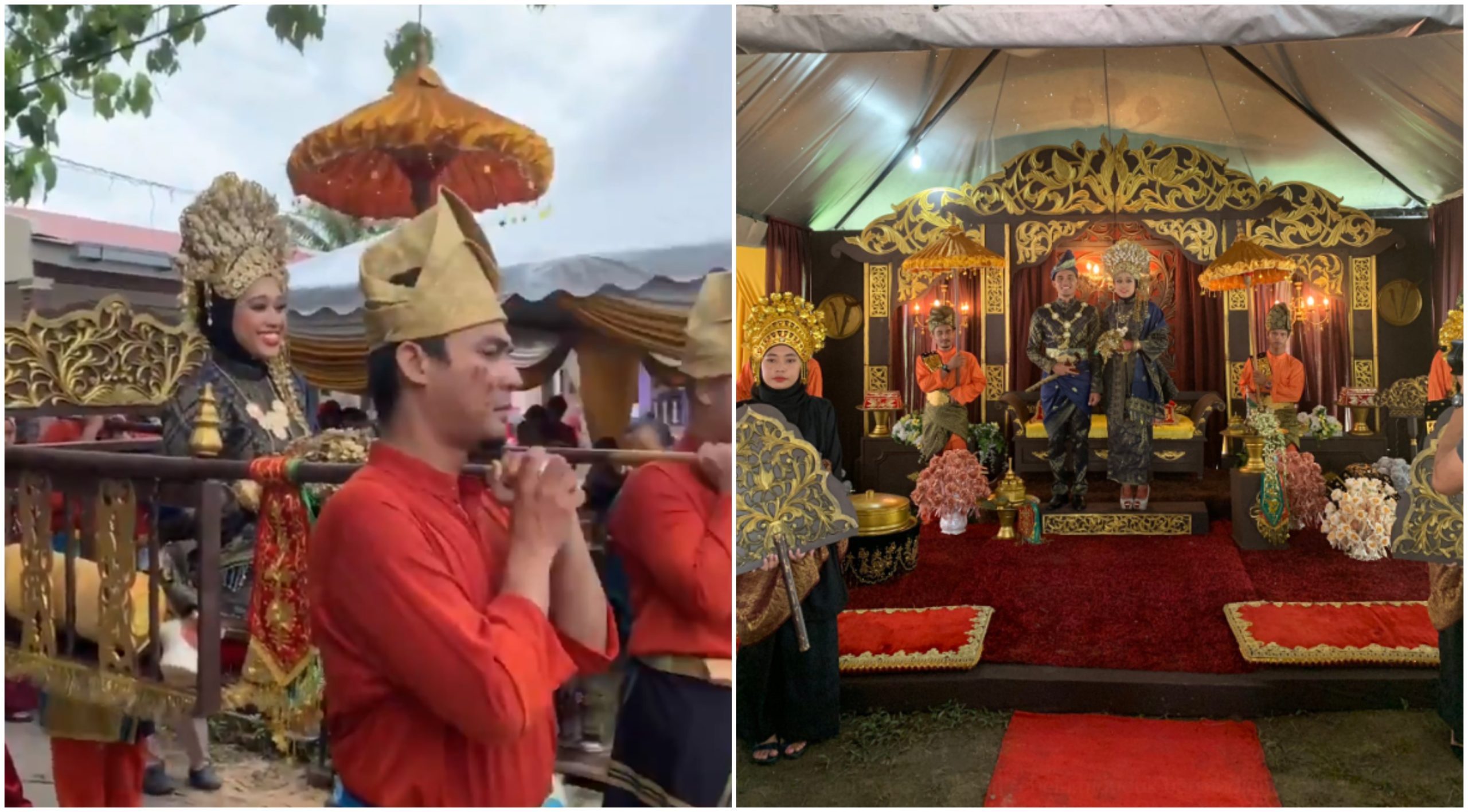 Pengantin Naik Tandu Berserta Pengawal Istana, Perkahwinan Tema Melayu Klasik Ini Tarik Perhatian