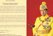 Sultan Selangor Titah Kenderaan Jenazah Bukan Untuk Kegunaan Lain Seperti Demonstrasi