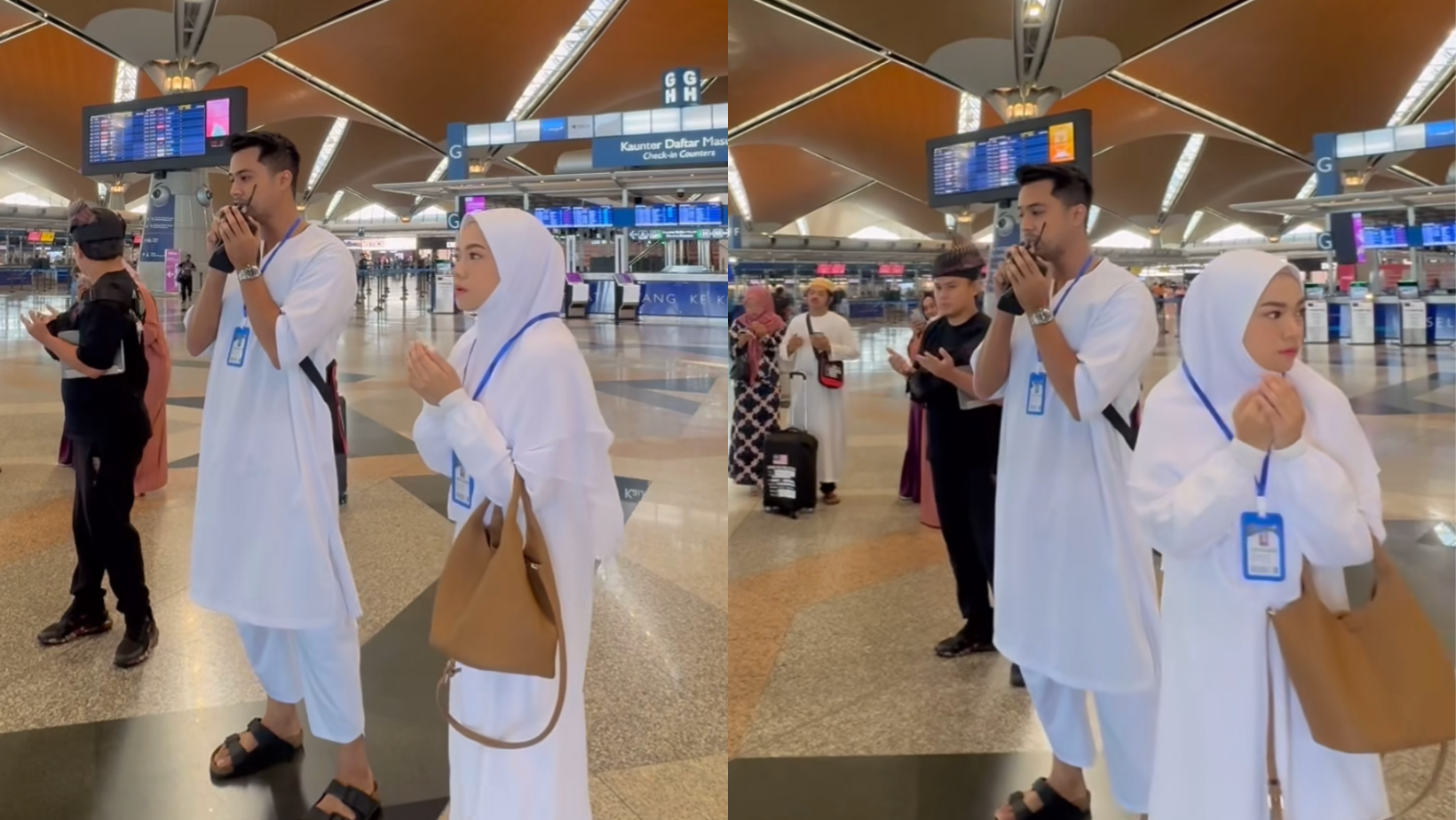 Pakai Baju Serba Putih, Ruhainies Kongsi Video Bersama Aliff Aziz Di Lapangan Terbang