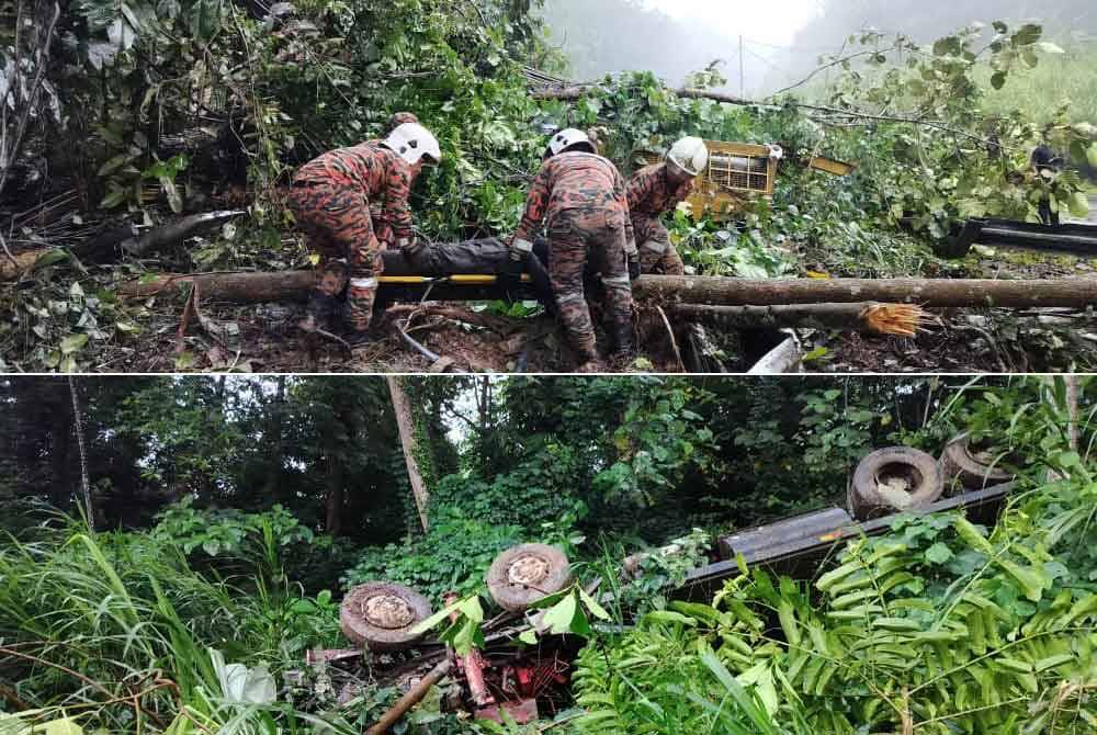 Tersepit Dengan Treler Bawa Jengkaut, Dua Lelaki Meninggal Dunia
