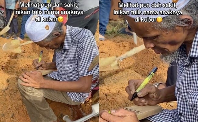 [VIDEO] Sayu Hati Netizen Lihat Warga Emas Tulis Nama Anak Di Kayu Nisan – ‘Lahir Dia Sambut, Pergi Dia Hantar’