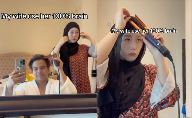 [VIDEO] ‘Iron’ Tudung Guna Pengering Rambut Berjenama, Maryam Younare Curi Perhatian – ‘Tak Terfikir Dek Akal Boleh Buat Macam Itu’