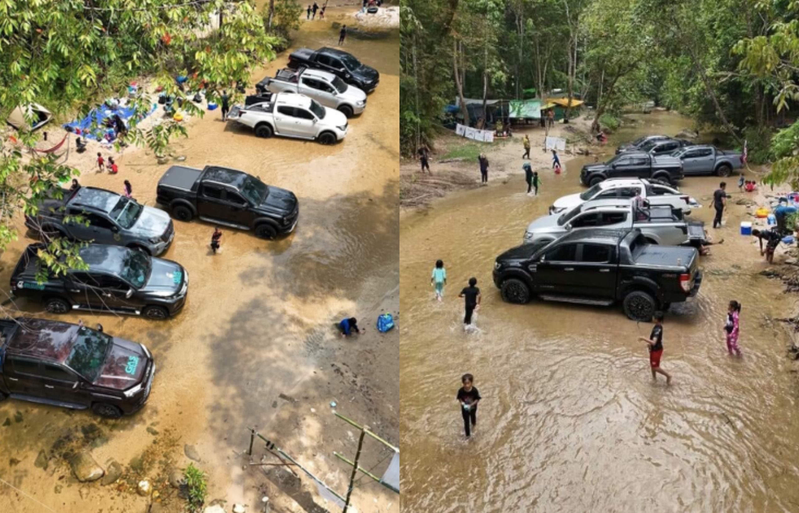Selamba Parkir Kereta Tengah Sungai, Geng 4×4 Teruk Dikecam – ‘Makin Besar Kereta, Makin Kecil Kepala Otak’