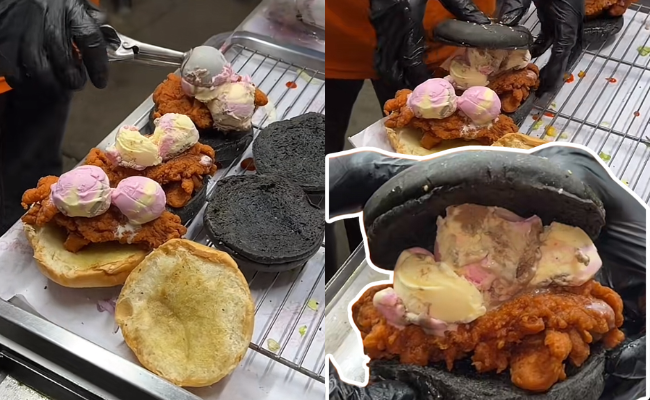 Peniaga Jual ‘Burger Ayam Crispy Ice Cream’, Netizen Kembang Tekak – ‘Pelik Lah Makanan Sekarang’