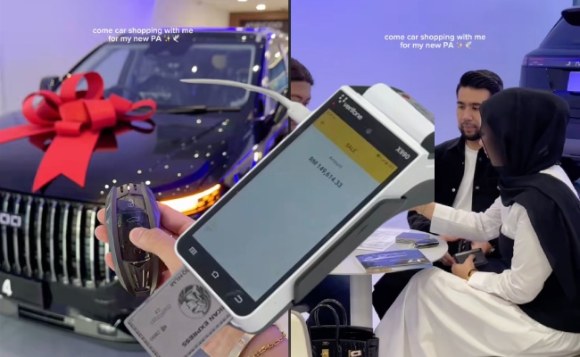 [VIDEO] Pengasas Hijabistahub Beli Kereta Untuk PA Baharu, ‘Swipe’ Kad Bank Bayar Hampir RM150,000