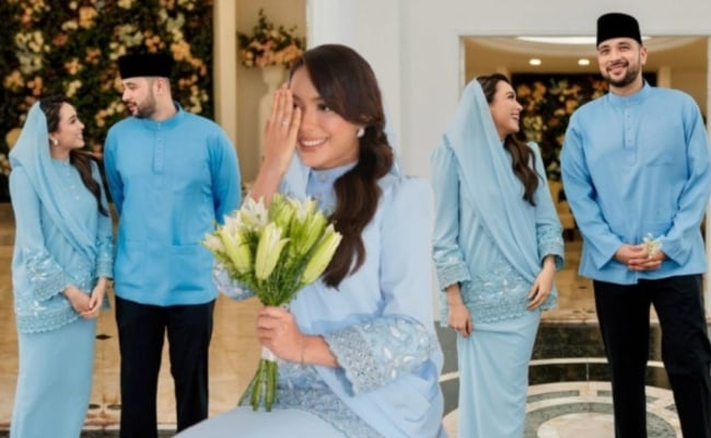 Manis Berbusana Biru Cair, Wanna Ali ‘Diikat’ Pilihan Hati – ‘Dua Hati Satu Janji, Seumur Hidup Selamanya’