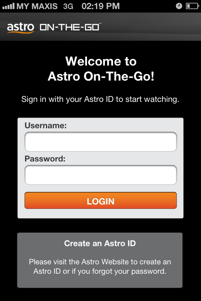 Astro On-The-Go iPhone - Welcome