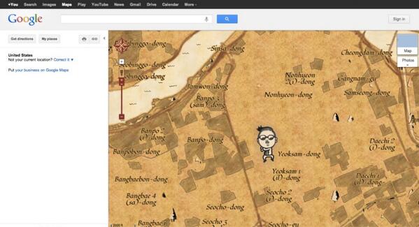 PSY Diabadikan Dalam Google Treasure Map