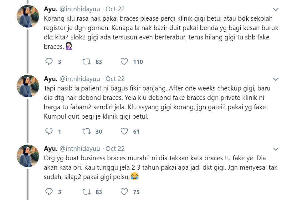 Gadis Terima Padah Pasang Braces Dekat Butik