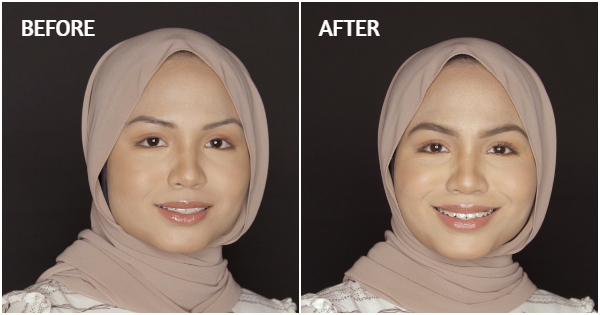 before and after make up, tutorial kening, cara lukis kening