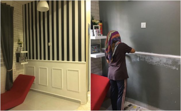 Wanita Ini Kongsi Cara DIY Wainscoting Dari A-Z Dengan Bajet RM200 Je!